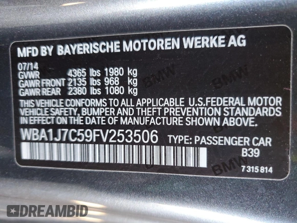 2015 BMW 2 Series M235i with VIN WBA1J7C59FV253506, listed as a Copart auction lot 49506005 with 73,628 mi miles and Clean Title. Bid and sale history available at carsss.com. Image 12.