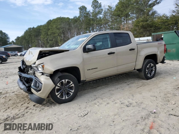 2021 Chevrolet Colorado 4WD Z71 z VIN 1GCGTDEN7M1221936, wystawiony jako Copart lot #47198755 z przebiegiem 46 422 mil mil oraz Szkoda całkowita • Salvage title. Historia ofert i sprzedaży dostępna na DreamBid. Obrazek 1.