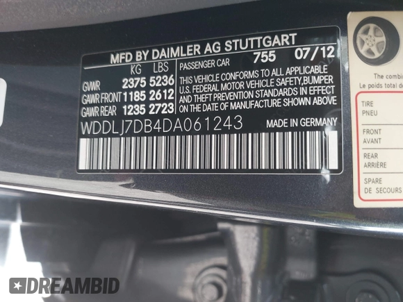 2013 Mercedes-Benz CLS 550 с VIN WDDLJ7DB4DA061243, выставлен на аукционе IAAI как лот 42480213 с пробегом 83 832 миль миль и . История ставок и продаж доступна на DreamBid. Изображение 9.