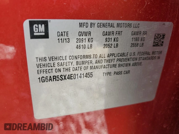 2014 Cadillac CTS Luxury RWD with VIN 1G6AR5SX4E0141455, listed as a Copart auction lot 48504305 with Not Provided miles and Salvage Title. Bid and sale history available at carsss.com. Image 12.