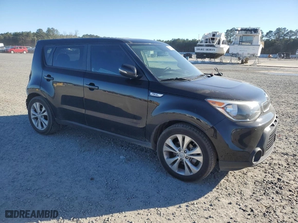 2014 Kia Soul + with VIN KNDJP3A50E7715743, listed as a Copart auction lot 47255695 with 107,064 mi miles and Salvage Title. Bid and sale history available at carsss.com. Image 4.