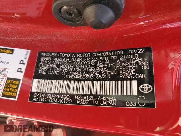 2022 Toyota Corolla Hatchback SE with VIN JTND4MBE3N3165919, listed as a Copart auction lot 74857234 with 72,048 mi miles and Clean Title. Bid and sale history available at carsss.com. Image 12.