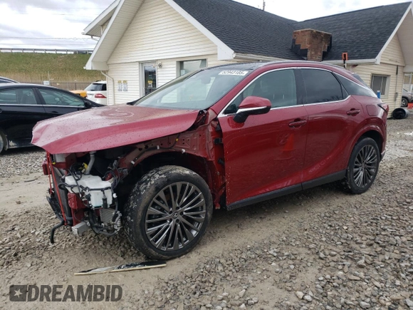 2024 Lexus RX 350h z VIN 2T2BBMCAXRC035738, wystawiony jako Copart lot #52943185 z przebiegiem 23 549 mil mil oraz Szkoda całkowita • Salvage title. Historia ofert i sprzedaży dostępna na DreamBid. Obrazek 1.