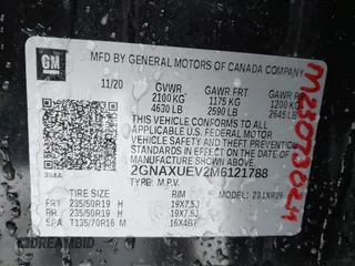 2021 Chevrolet Equinox LT with VIN 2GNAXUEV2M6121788, listed as a IAAI auction lot 41565463 with 27,567 mi miles and . Bid and sale history available at DreamBid. Image 9.