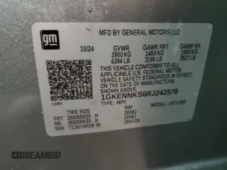 2024 GMC Acadia AWD Elevation z VIN 1GKENNKS6RJ242578, wystawiony jako Copart lot #83551224 z przebiegiem 375 mil mil oraz Szkoda całkowita • Salvage title. Historia ofert i sprzedaży dostępna na DreamBid. Obrazek 15.
