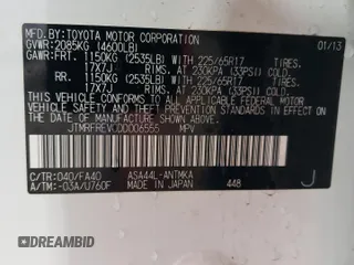 2013 Toyota RAV4 XLE z VIN JTMRFREV0DD006555, wystawiony jako Copart lot #60250705 z przebiegiem 200 084 mil mil oraz Szkoda całkowita • Salvage title. Historia ofert i sprzedaży dostępna na DreamBid. Obrazek 13.