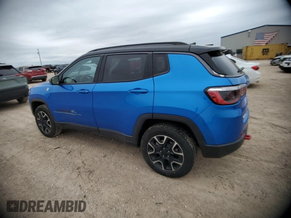 2021 Jeep Compass Trailhawk z VIN 3C4NJDDB9MT590052, wystawiony jako Copart lot #54973695 z przebiegiem 78 522 mil mil oraz Szkoda całkowita • Salvage title. Historia ofert i sprzedaży dostępna na DreamBid. Obrazek 2.