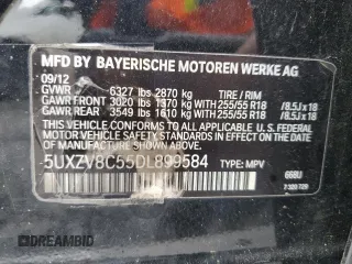 2013 BMW X5 xDrive50i with VIN 5UXZV8C55DL899584, listed as a Copart auction lot 54257745 with 111,367 mi miles and Clean title. Bid and sale history available at DreamBid. Image 13.
