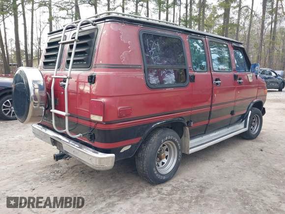 1985 Chevrolet Chevy Van z VIN 1GBEG25H1F7142616, wystawiony jako IAAI lot #41606567 z przebiegiem 19 168 mil mil oraz . Historia ofert i sprzedaży dostępna na DreamBid. Obrazek 4.