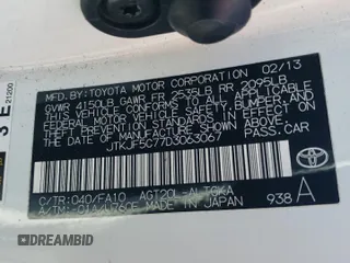 2013 Scion tC z VIN JTKJF5C77D3063067, wystawiony jako Copart lot #54264625 z przebiegiem 74 351 mil mil oraz Szkoda całkowita • Salvage title. Historia ofert i sprzedaży dostępna na DreamBid. Obrazek 12.
