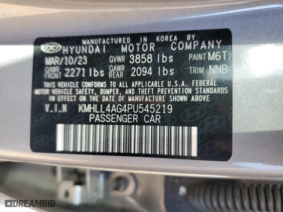 2023 Hyundai Elantra SE with VIN KMHLL4AG4PU545219, listed as a Copart auction lot 53380965 with 51,151 mi miles and Salvage Title. Bid and sale history available at carsss.com. Image 12.