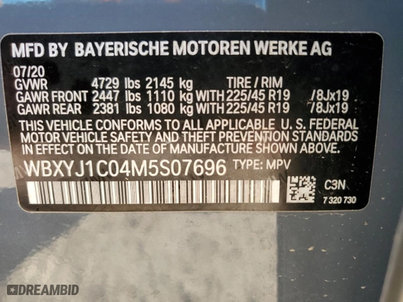 2021 BMW X2 xDrive28i with VIN WBXYJ1C04M5S07696, listed as a Copart auction lot 73412384 with 35,004 mi miles and Salvage Title. Bid and sale history available at carsss.com. Image 13.