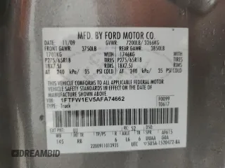 2010 Ford F-150 XL with VIN 1FTFW1EV5AFA74662, listed as a Copart auction lot 48384295 with 234,570 mi miles and Clean Title. Bid and sale history available at carsss.com. Image 12.