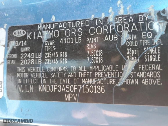 2015 Kia Soul + with VIN KNDJP3A50F7150136, listed as a Copart auction lot 45868535 with 174,333 mi miles and Salvage Title. Bid and sale history available at carsss.com. Image 13.