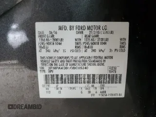 2016 Ford Edge SE with VIN 2FMPK4G91GBC05240, listed as a Copart auction lot 61814185 with 176,267 mi miles and Clean title. Bid and sale history available at DreamBid. Image 13.