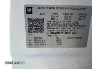2021 Chevrolet Equinox Premier z VIN 2GNAXNEV3M6114872, wystawiony jako Copart lot #50428915 z przebiegiem 91 075 mil mil oraz Szkoda całkowita • Salvage title. Historia ofert i sprzedaży dostępna na DreamBid. Obrazek 13.