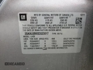 2012 GMC Terrain SLT-1 with VIN 2GKALUEK5C6223017, listed as a Copart auction lot 86202094 with Not Provided miles and Salvage Title. Bid and sale history available at carsss.com. Image 13.