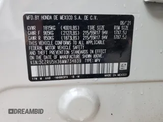 2021 Honda HR-V LX with VIN 3CZRU5H36MM734839, listed as a Copart auction lot 49381435 with 72,264 mi miles and Salvage Title. Bid and sale history available at carsss.com. Image 13.