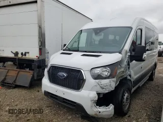 2025 Ford Transit Passenger XL z VIN 1FBAX9CGXSKA05361, wystawiony jako Copart lot #57855205 z przebiegiem 3 117 mil mil oraz Czysty tytuł • Clean title. Historia ofert i sprzedaży dostępna na DreamBid. Obrazek 1.