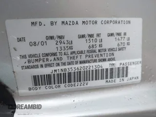 2002 Mazda MX-5 Miata Cloth z VIN JM1NB353620221304, wystawiony jako IAAI lot #41178747 z przebiegiem 98 958 mil mil oraz . Historia ofert i sprzedaży dostępna na DreamBid. Obrazek 9.