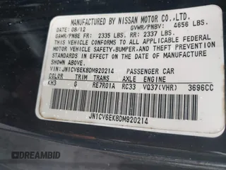 2013 Infiniti G37 IPL with VIN JN1CV6EK8DM920214, listed as a IAAI auction lot 42150055 with 107,977 mi miles. Bid and sale history available at carsss.com. Image 9.