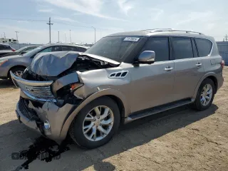 2012 Infiniti QX56 7-passenger with VIN JN8AZ2NE9C9016258, listed as a Copart auction lot 71570824 with 142,859 mi miles and Salvage Title. Bid and sale history available at carsss.com. Image 1.