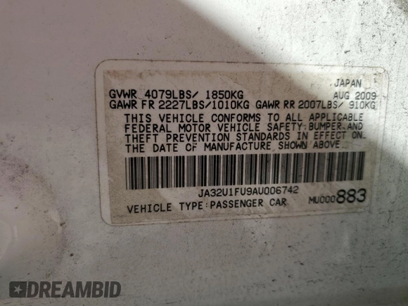2010 Mitsubishi Lancer DE with VIN JA32U1FU9AU006742, listed as a Copart auction lot 48222175 with 110,989 mi miles and Salvage Title. Bid and sale history available at carsss.com. Image 14.