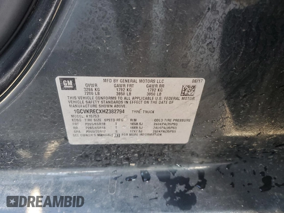 2017 Chevrolet Silverado 1500 LT with VIN 1GCVKRECXHZ382794, listed as a Copart auction lot 50366955 with 93,976 mi miles and Salvage Title. Bid and sale history available at DreamBid. Image 14.