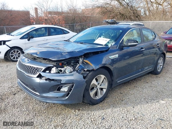2014 Kia Optima Hybrid LX with VIN KNAGM4AD0E5064574, listed as a IAAI auction lot 41773748 with 250,994 mi miles. Bid and sale history available at carsss.com. Image 2.