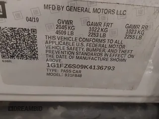 2019 Chevrolet Bolt EV Premier with VIN 1G1FZ6S09K4136793, listed as a IAAI auction lot 42135605 with 54,194 mi miles. Bid and sale history available at carsss.com. Image 9.