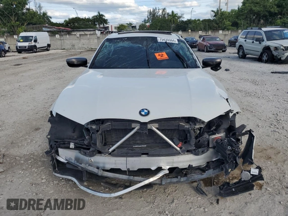 2020 BMW 3 Series M340i with VIN 3MW5U7J03L8B32193, listed as a Copart auction lot 75435564 with 0 mi miles and Non Repairable. Bid and sale history available at carsss.com. Image 5.