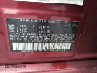 2011 Subaru Legacy Premium z VIN 4S3BMBC62B3239835, wystawiony jako Copart lot #55511365 z przebiegiem 212 413 mil mil oraz Szkoda całkowita • Salvage title. Historia ofert i sprzedaży dostępna na DreamBid. Obrazek 13.