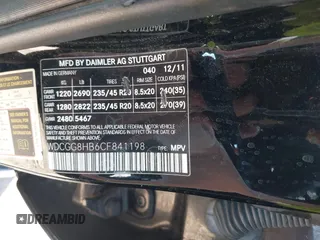 2012 Mercedes-Benz GLK with VIN WDCGG8HB6CF841198, listed as a IAAI auction lot 42021083 with 162,930 mi miles. Bid and sale history available at carsss.com. Image 9.