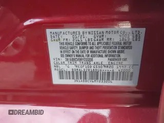 2021 Nissan Sentra SV with VIN 3N1AB8CV6MY233206, listed as a IAAI auction lot 41415100 with 46,639 mi miles. Bid and sale history available at carsss.com. Image 9.