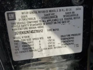 2004 Cadillac Escalade EXT z VIN 3GYEK62N74G276912, wystawiony jako Copart lot #86008284 z przebiegiem Nie podano mil oraz Szkoda całkowita • Salvage title. Historia ofert i sprzedaży dostępna na DreamBid. Obrazek 12.