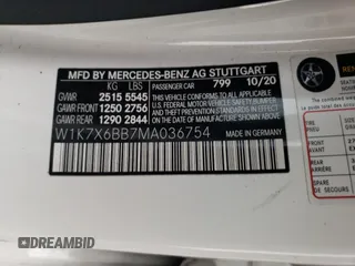 2021 Mercedes-Benz AMG GT 53 с VIN W1K7X6BB7MA036754, выставлен на аукционе Copart как лот 67720904 с пробегом Не указан миль и Списание • Salvage title. История ставок и продаж доступна на DreamBid. Изображение 15.