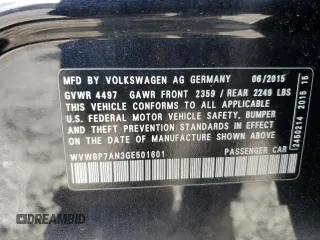 2016 Volkswagen CC Sport z VIN WVWBP7AN3GE501601, wystawiony jako Copart lot #48054325 z przebiegiem 115 911 mil mil oraz Szkoda całkowita • Salvage title. Historia ofert i sprzedaży dostępna na DreamBid. Obrazek 14.