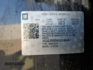 2018 Chevrolet Impala Premier с VIN 1G1125S34JU149467, выставлен на аукционе Copart как лот 60626565 с пробегом 113 973 миль миль и Чистый • Clean title. История ставок и продаж доступна на DreamBid. Изображение 12.
