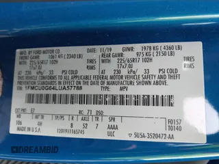 2020 Ford Escape SE with VIN 1FMCU0G64LUA57788, listed as a IAAI auction lot 42122854 with 94,459 mi miles and . Bid and sale history available at DreamBid. Image 9.