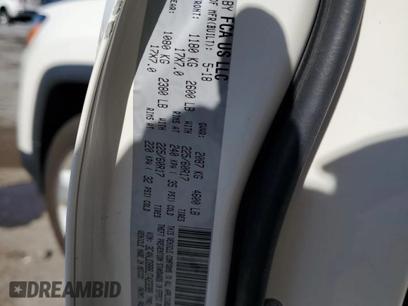 2018 Jeep Compass Altitude with VIN 3C4NJDBB8JT423289, listed as a Copart auction lot 53066075 with Not provided miles and Salvage title. Bid and sale history available at DreamBid. Image 13.