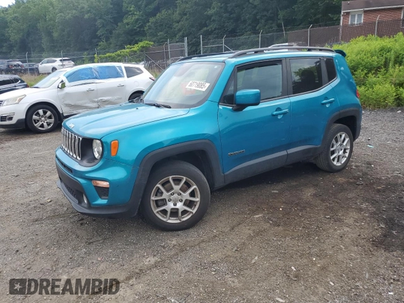 2020 Jeep Renegade Latitude z VIN ZACNJBBB7LPL19906, wystawiony jako Copart lot #60719085 z przebiegiem 61 629 mil mil oraz Szkoda całkowita • Salvage title. Historia ofert i sprzedaży dostępna na DreamBid. Obrazek 1.