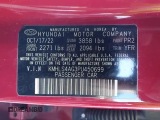 2023 Hyundai Elantra SEL with VIN KMHLS4AG3PU450699, listed as a IAAI auction lot 41336246 with 55,830 mi miles and . Bid and sale history available at DreamBid. Image 9.