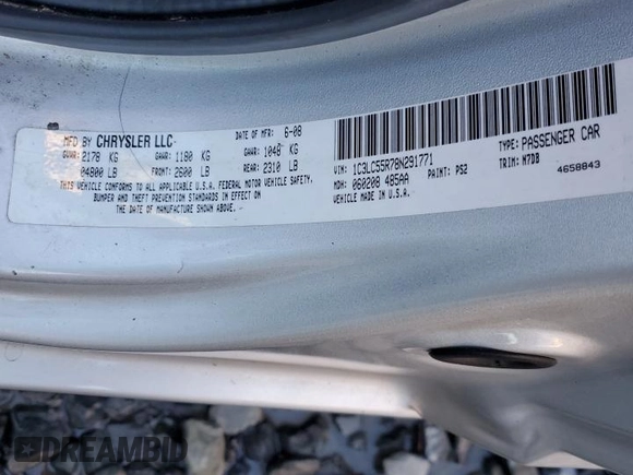 2008 Chrysler Sebring Touring with VIN 1C3LC55R78N291771, listed as a Copart auction lot 80657844 with 81,817 mi miles and Salvage Title. Bid and sale history available at carsss.com. Image 12.