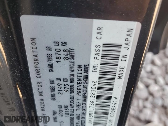 2016 Mazda 3 i Touring with VIN JM1BM1L73G1283042, listed as a Copart auction lot 61417685 with 71,876 mi miles and Salvage title. Bid and sale history available at DreamBid. Image 12.