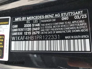 2023 Mercedes-Benz C 300 with VIN W1KAF4HB1PR122331, listed as a IAAI auction lot 42028929 with 51,011 mi miles and . Bid and sale history available at DreamBid. Image 9.