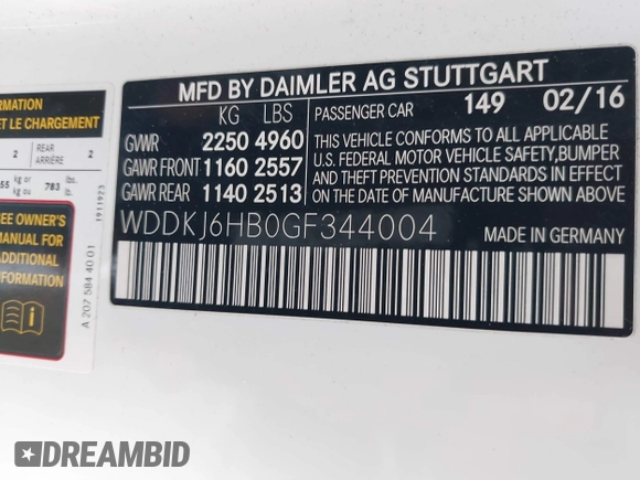 2016 Mercedes-Benz E-Class E 400 with VIN WDDKJ6HB0GF344004, listed as a IAAI auction lot 41198028 with 81,582 mi miles. Bid and sale history available at carsss.com. Image 9.