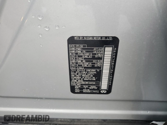 2021 Infiniti QX50 Luxe z VIN 3PCAJ5BA7MF104724, wystawiony jako Copart lot #83643884 z przebiegiem 49 300 mil mil oraz Szkoda całkowita • Salvage title. Historia ofert i sprzedaży dostępna na DreamBid. Obrazek 15.