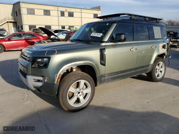 2022 Land Rover Defender SE with VIN SALEP7RU6N2095393, listed as a Copart auction lot 87873935 with 43,015 mi miles and Salvage Title. Bid and sale history available at carsss.com. Image 1.