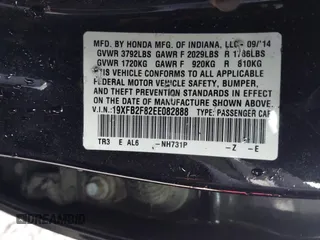 2014 Honda Civic Sedan EX with VIN 19XFB2F82EE082888, listed as a IAAI auction lot 41911732 with 183,450 mi miles. Bid and sale history available at carsss.com. Image 9.