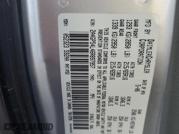 2006 Chrysler Town & Country LWB Touring with VIN 2A4GP54L46R897957, listed as a Copart auction lot 81334874 with 109,650 mi miles and Salvage Title. Bid and sale history available at carsss.com. Image 15.